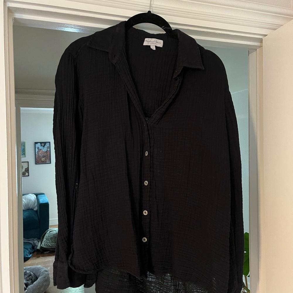 Michael Stars Black Textured Shirt